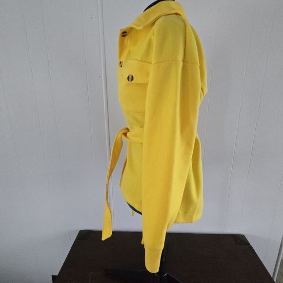 Couer De Vague Women's XL Yellow Button Down Coat Jacket With Pockets NWT Read - Picture 4 of 15